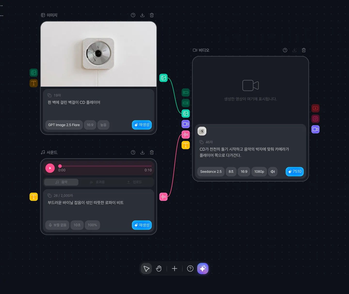 Reference audio connected to a video generation