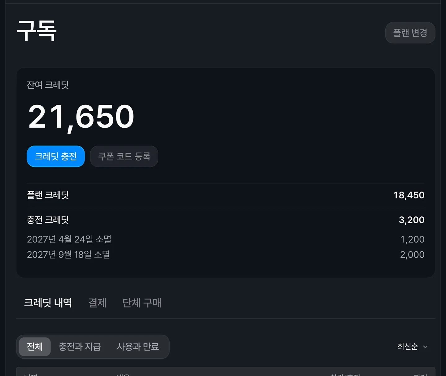 See your credits and when they expire